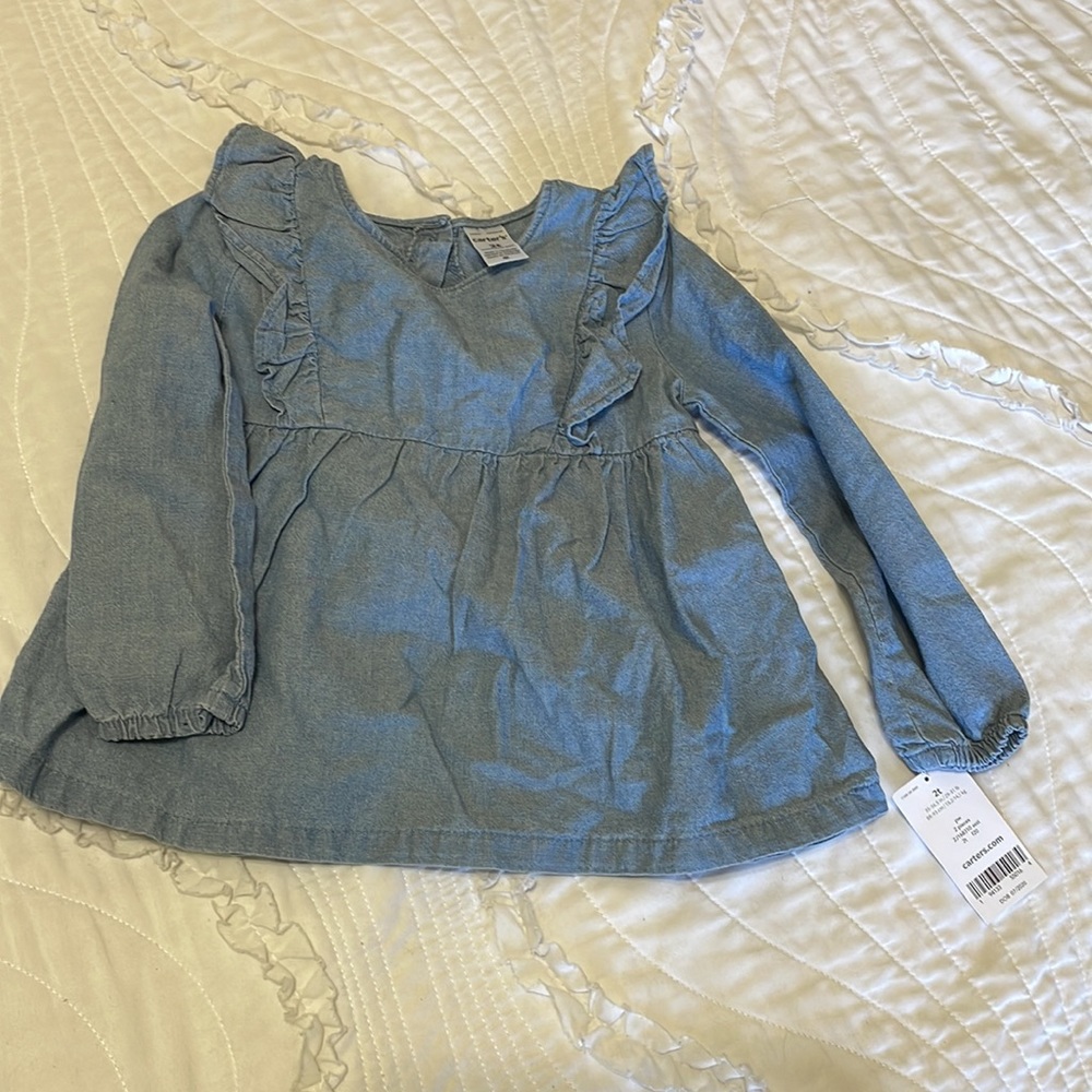 Carter’s Spring Outfit - Leggings & Chambray Top.  (Matching Twin Set Available) - Picture 3 of 5